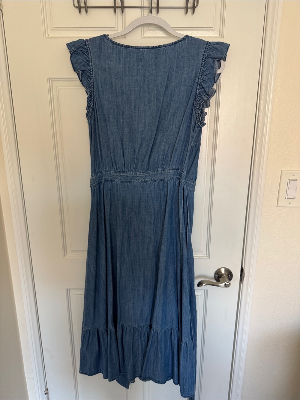 J. Crew Denim Wrap Maxi Dress with Tie Waist - Picture 9 of 10